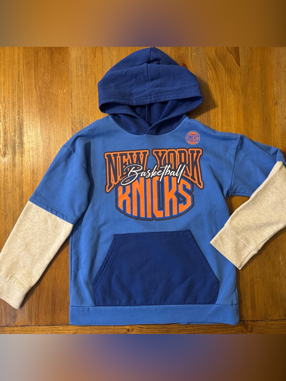 NBA Kids New York Knicks Blue Hooded Sweatshirt Size L 10-12